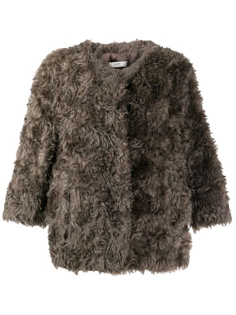 prada grey fur coat|Prada coats on sale.